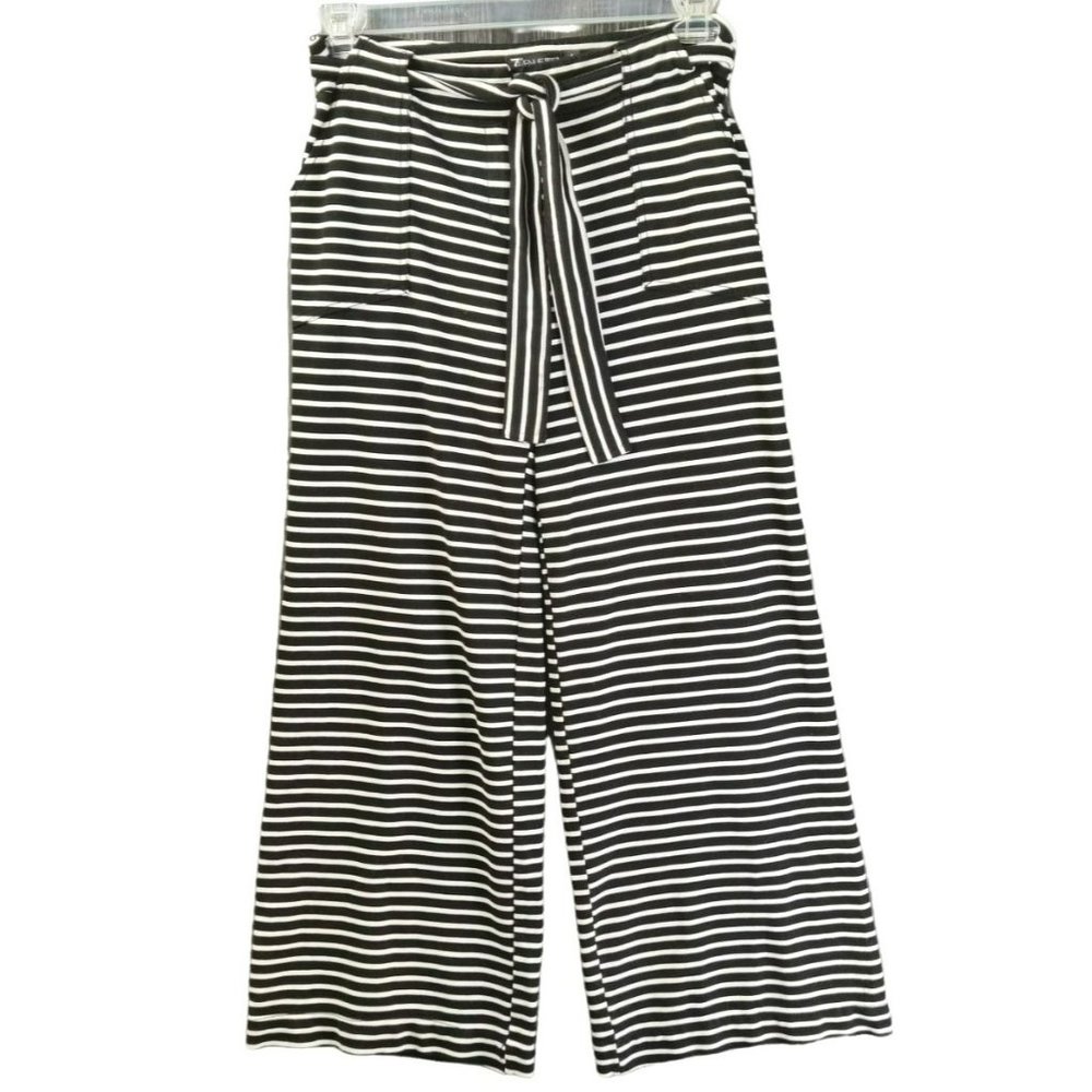 7th Avenue Design Studio NY & Co Size 8 Striped Pants Belted Rayon Blend Pockets